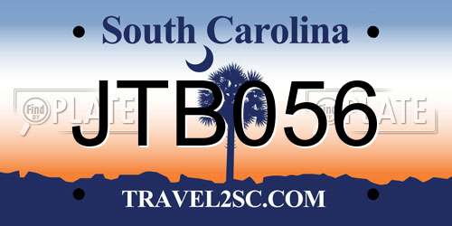 JTB056 South Carolina License Plate