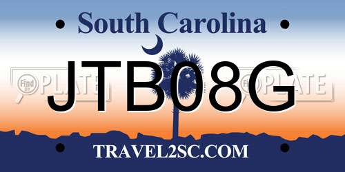 JTB08G South Carolina License Plate