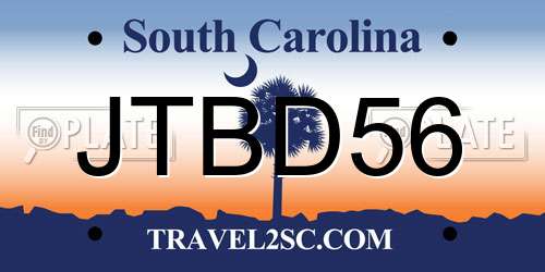 JTBD56 South Carolina License Plate