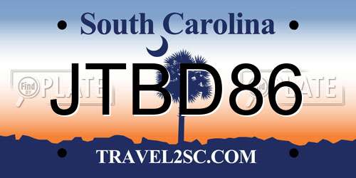 JTBD86 South Carolina License Plate
