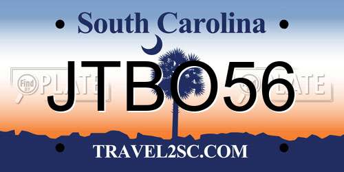 JTBO56 South Carolina License Plate