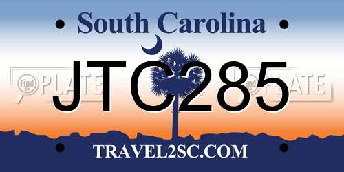 JTC285 South Carolina License Plate