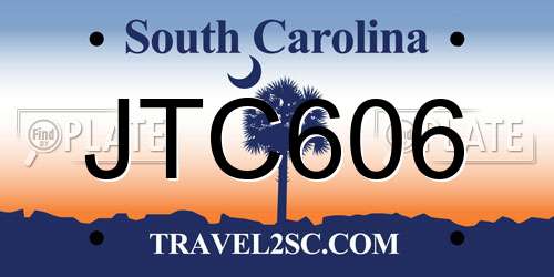 JTC606 South Carolina License Plate