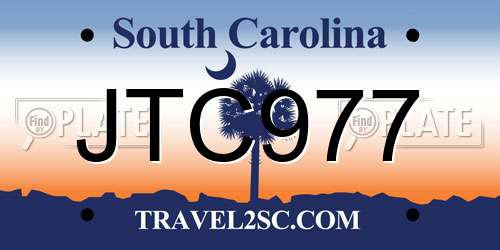 JTC977 South Carolina License Plate
