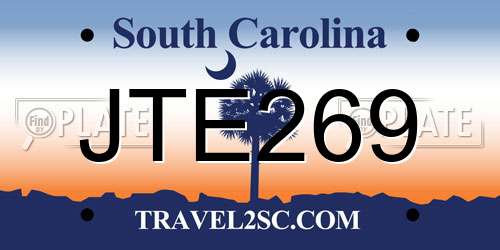 JTE269 South Carolina License Plate