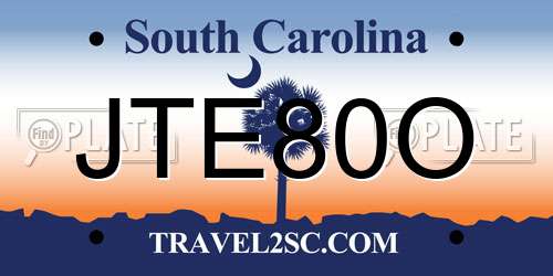 JTE80O South Carolina License Plate