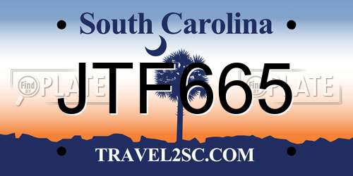 JTF665 South Carolina License Plate