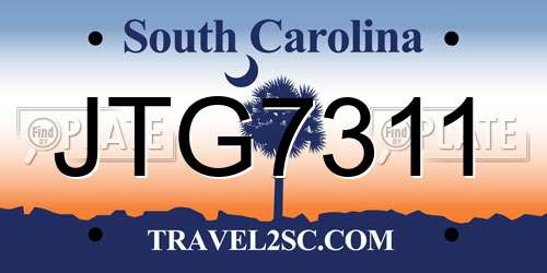 JTG7311 South Carolina License Plate