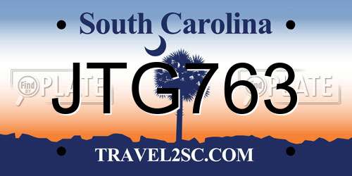 JTG763 South Carolina License Plate