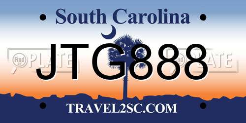 JTG888 South Carolina License Plate