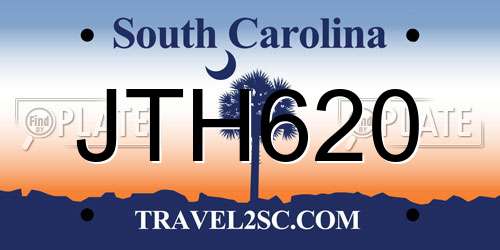 JTH620 South Carolina License Plate