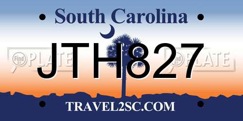 JTH827 South Carolina License Plate