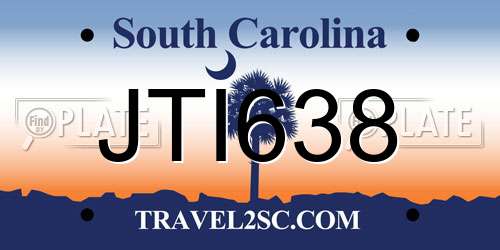 JTI638 South Carolina License Plate
