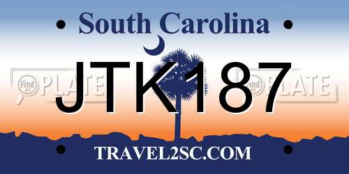 JTK187 South Carolina License Plate