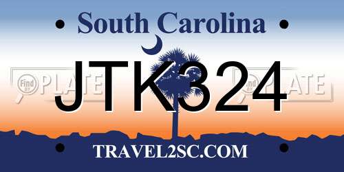JTK324 South Carolina License Plate