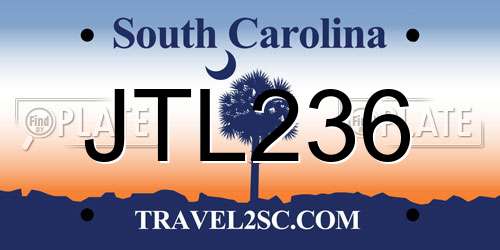 JTL236 South Carolina License Plate
