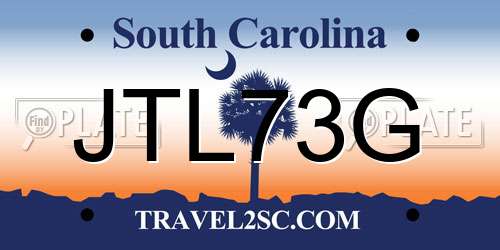 JTL73G South Carolina License Plate