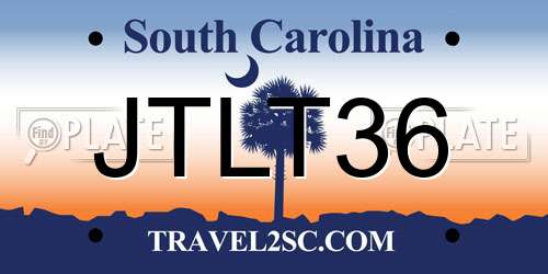 JTLT36 South Carolina License Plate