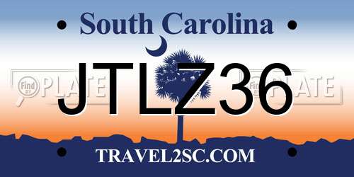 JTLZ36 South Carolina License Plate