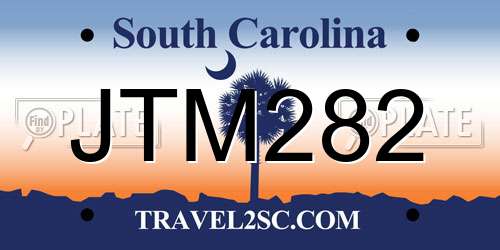JTM282 South Carolina License Plate