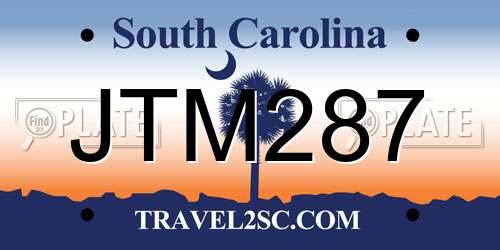 JTM287 South Carolina License Plate