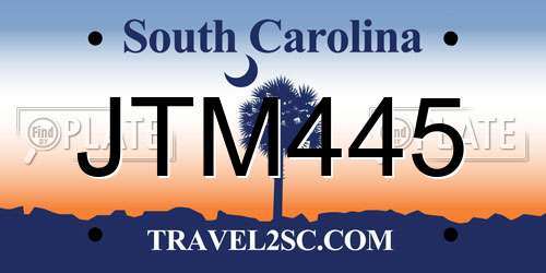 JTM445 South Carolina License Plate