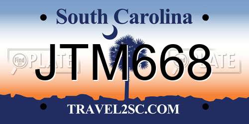 JTM668 South Carolina License Plate