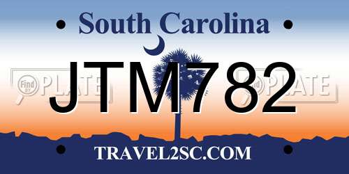 JTM782 South Carolina License Plate