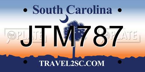 JTM787 South Carolina License Plate