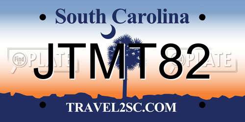 JTMT82 South Carolina License Plate