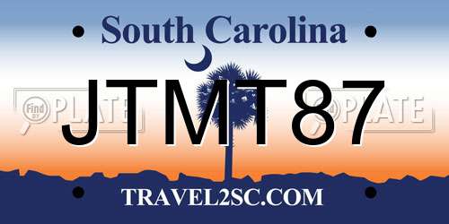 JTMT87 South Carolina License Plate