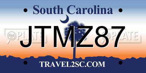 JTMZ87 South Carolina License Plate