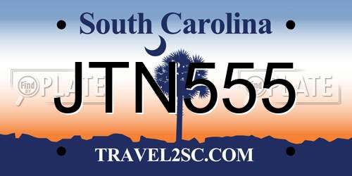 JTN555 South Carolina License Plate