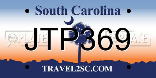 JTP369 South Carolina License Plate
