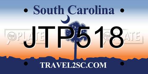 JTP518 South Carolina License Plate