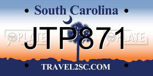 JTP871 South Carolina License Plate