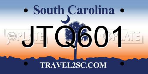 JTQ601 South Carolina License Plate