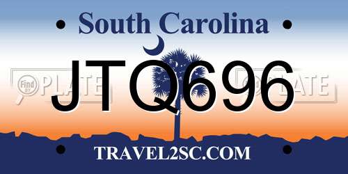 JTQ696 South Carolina License Plate