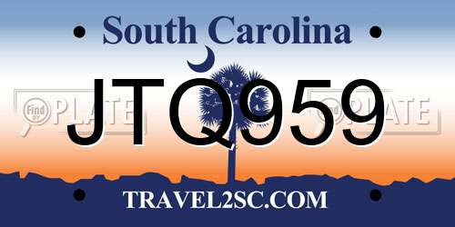 JTQ959 South Carolina License Plate