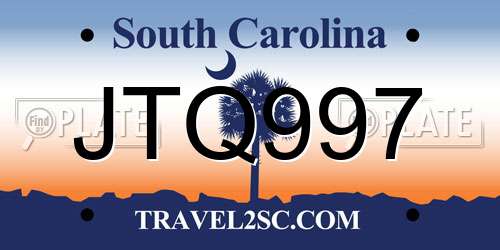 JTQ997 South Carolina License Plate