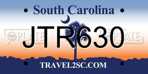 JTR630 South Carolina License Plate