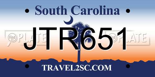 JTR651 South Carolina License Plate