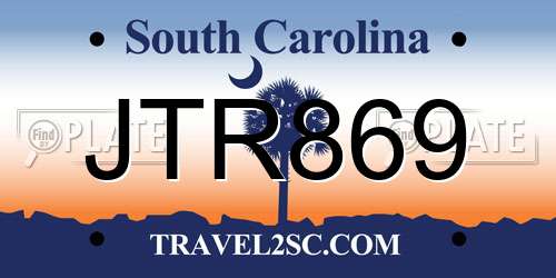 JTR869 South Carolina License Plate