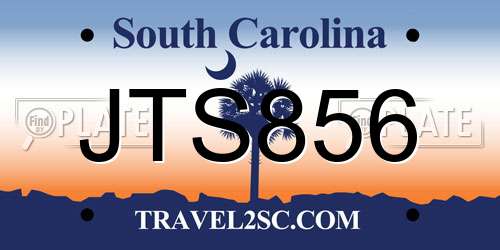 JTS856 South Carolina License Plate