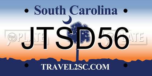 JTSD56 South Carolina License Plate