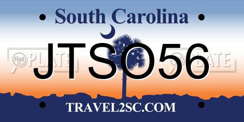 JTSO56 South Carolina License Plate
