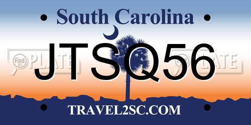JTSQ56 South Carolina License Plate