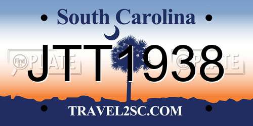 JTT1938 South Carolina License Plate