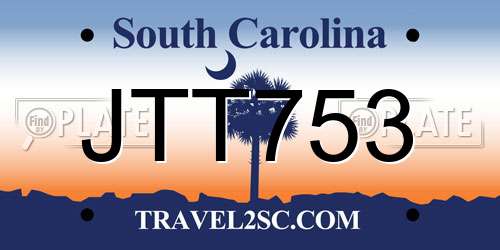 JTT753 South Carolina License Plate