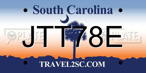 JTT78E South Carolina License Plate